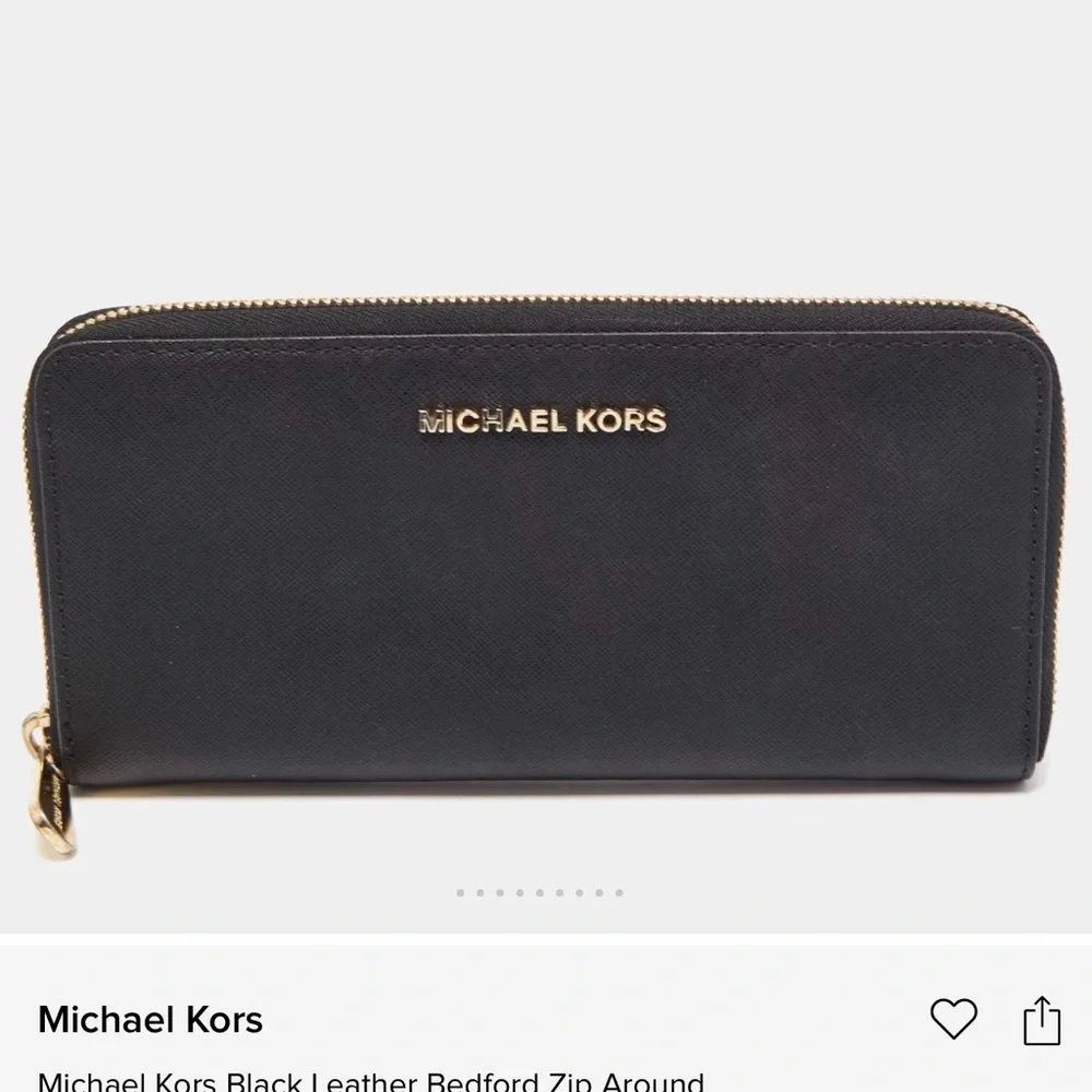 Michael Kors Black Leather Wallet with Gold Accents - Picture 2 of 4